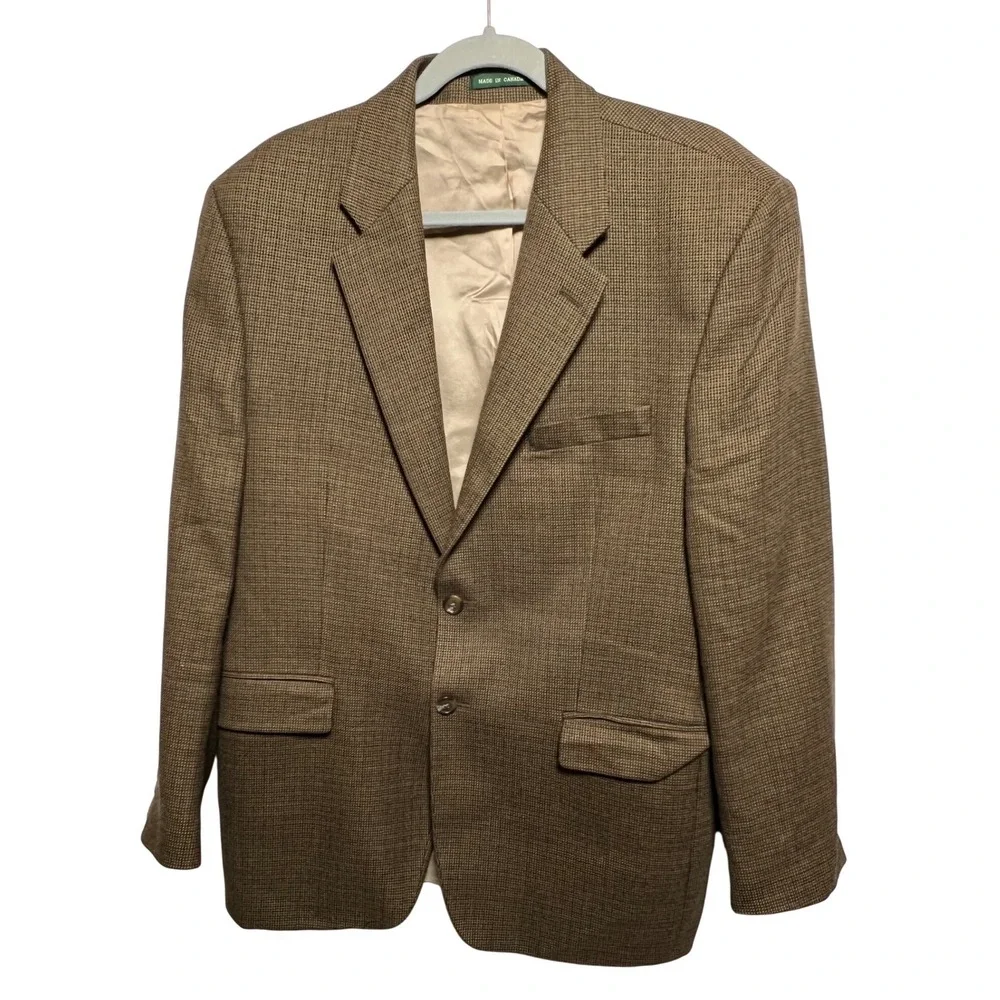 Lauren Ralph Lauren Mens 42R Brown Plaid Wool Blazer Jacket Sport Coat